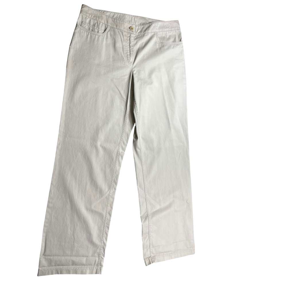 Eileen Fisher Cream Straight Leg Pants Women Medium Neutral Minimalist Trousers